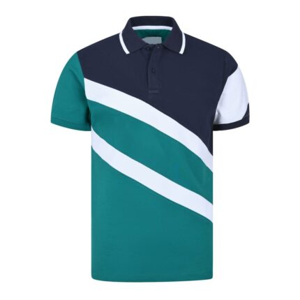 Teal Color Block Polo Shirt